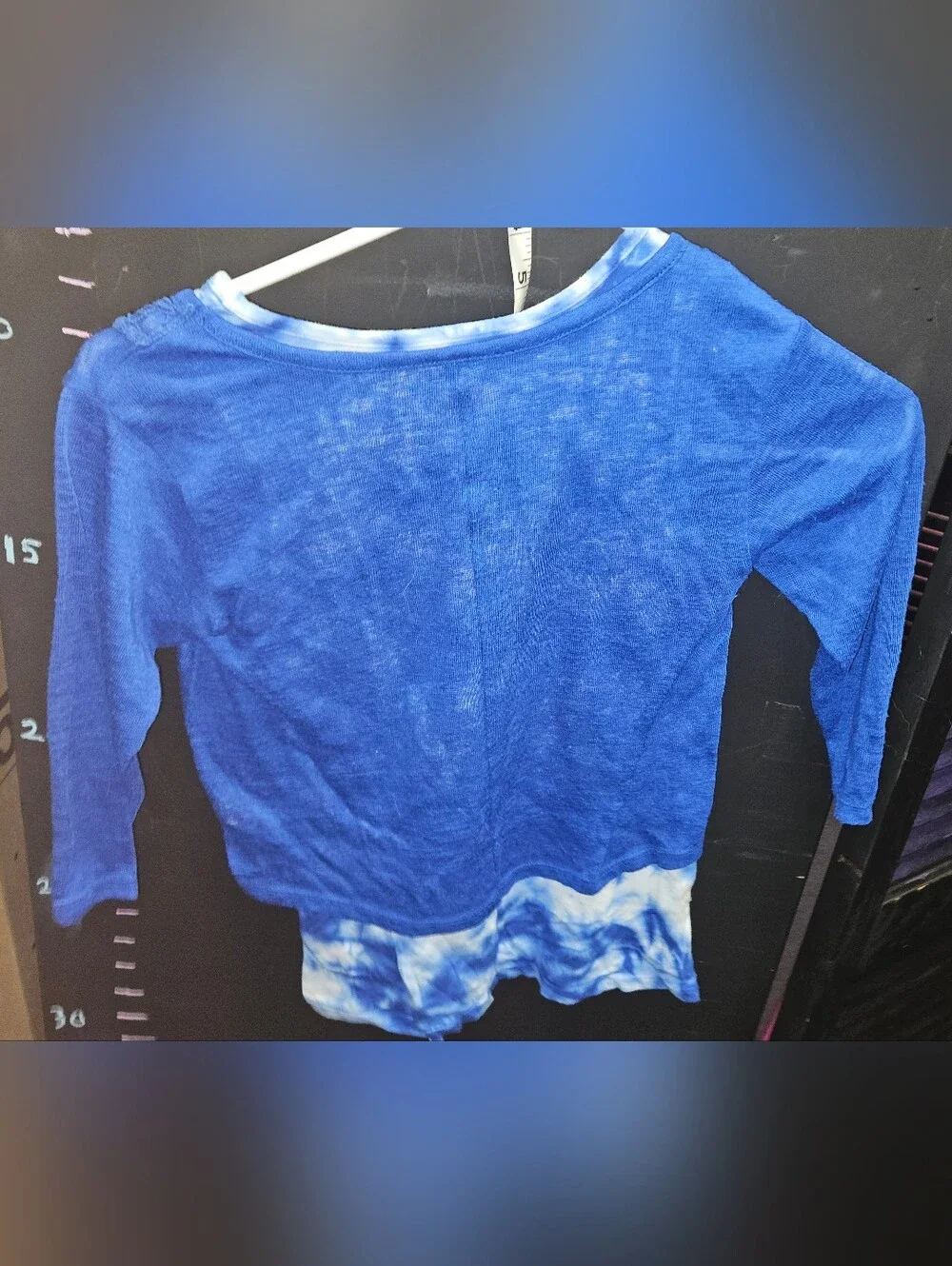 Justice Girls Blue Layered Tie-Dye Lace Top with Rhinestones